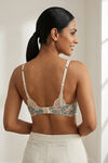 Zivame Floral Grace Padded Wired 3/4th Coverage Lace Bra - White Base With Blue Flower — thumbnail 3